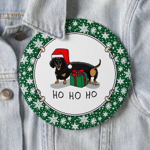 Chapa Redonda De 15 Cm Navidades Santa Dachshund (S black & tan) Cute