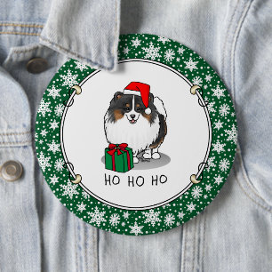 Chapa Redonda De 15 Cm Navidades Santa Hat Pomeranian (tricolor) Cute