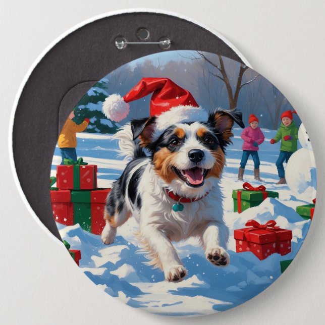Chapa Redonda De 15 Cm Navidades Terrier Australianos celebran escena de  (Anverso y reverso)