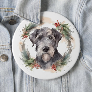 Chapa Redonda De 15 Cm Navidades Wolfhound Wreath Festimes Pup