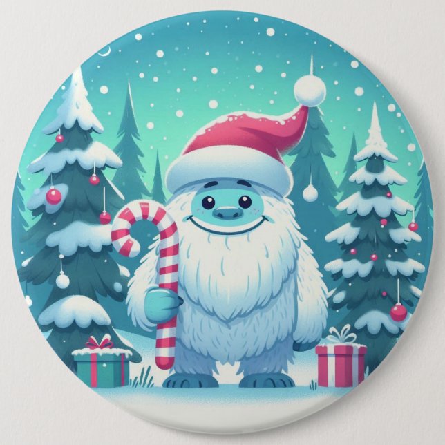 Chapa Redonda De 15 Cm Navidades/yeti de invierno (Anverso)