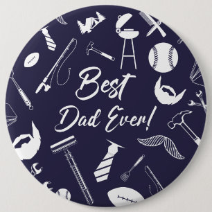 Chapa Redonda De 15 Cm Navy Blue Mejor Papá De La Historia