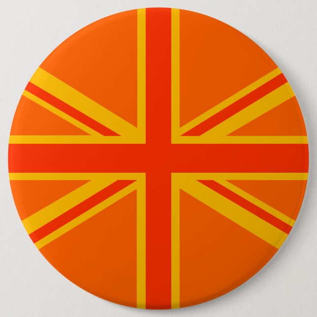 Chapa Redonda De 15 Cm Negrita Naranja Unión Jack Bandera Británica (Anverso)