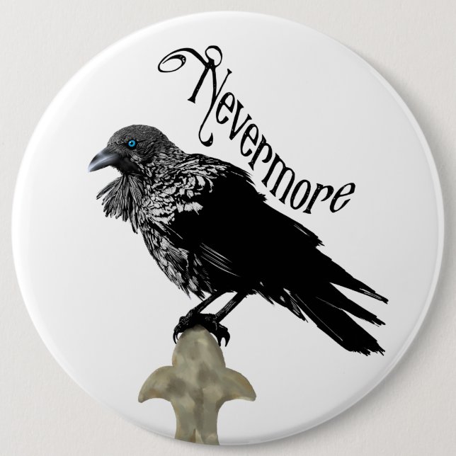 Chapa Redonda De 15 Cm Nevermore Raven (Anverso)