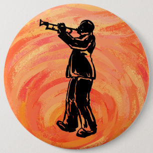 Chapa Redonda De 15 Cm Noches de Boogie de Nueva York Naranja Trompeta