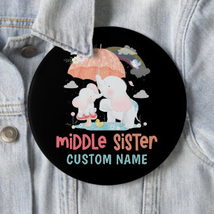 Chapa Redonda De 15 Cm Nombre personalizado de la hermana central de los 