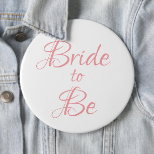 Chapa Redonda De 15 Cm Novia a ser Boda de escritura rosa elegante simple