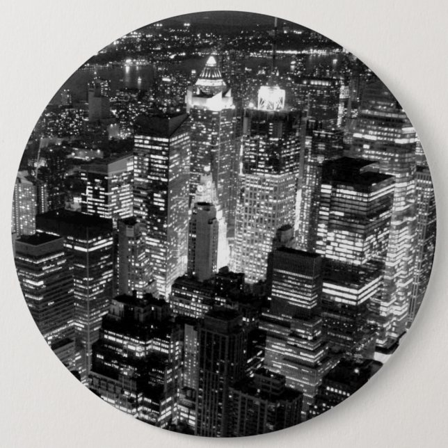 Chapa Redonda De 15 Cm Nueva York Nueva York Noche Black & White (Anverso)