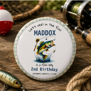 Chapa Redonda De 15 Cm O-Fish-Ally Dos Cumpleaños de Pesca 2º
