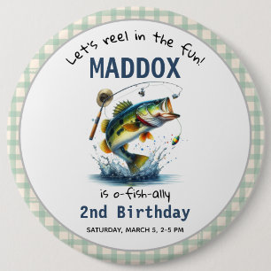 Chapa Redonda De 15 Cm O-Fish-Ally Dos pescadores Segundo cumpleaños