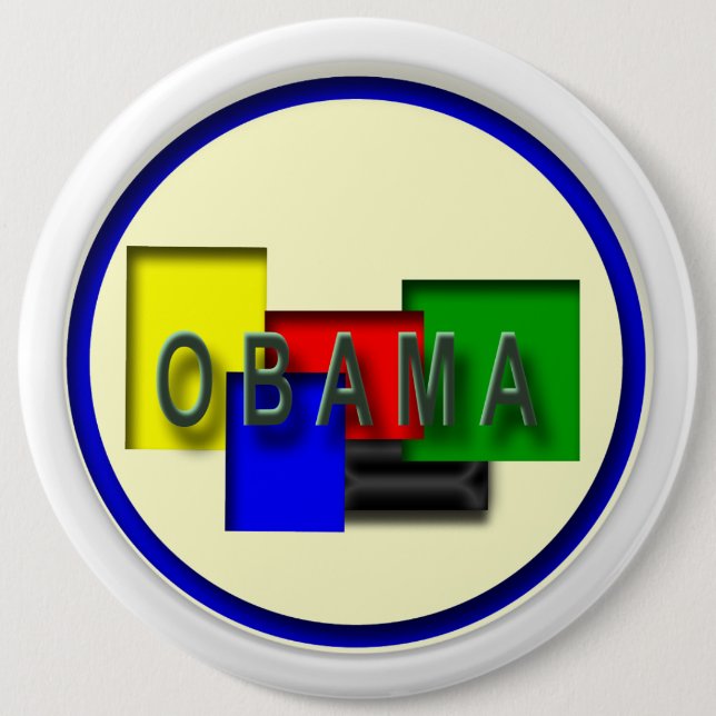 Chapa Redonda De 15 Cm Obama (Anverso)