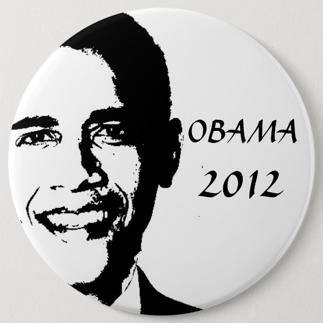 Chapa Redonda De 15 Cm Obama para 2012 (Anverso)