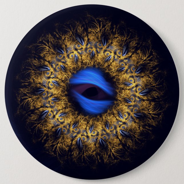 Chapa Redonda De 15 Cm Ojo real de Fractal mandala (Anverso)