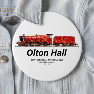Chapa Redonda De 15 Cm Olton Hall Vintage Steam Train English Locomotive