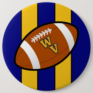 Chapa Redonda De 15 Cm Orgullo Oro y Azul de Fútbol de Virginia Occident