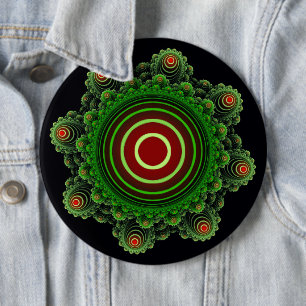 Chapa Redonda De 15 Cm Ornamento de hadas verdes fractales