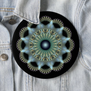 Chapa Redonda De 15 Cm Ornamento fractal de estrella brillante