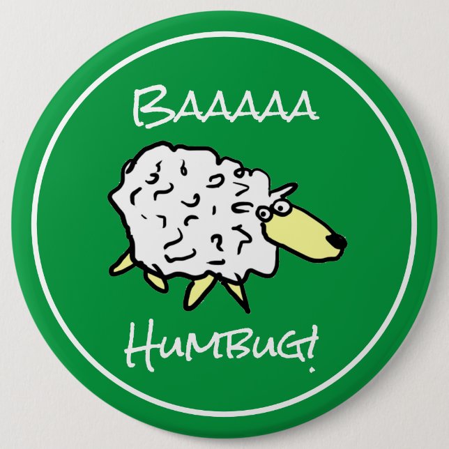 Chapa Redonda De 15 Cm Oveja dice Baaaa Humbug - Navidades (Anverso)