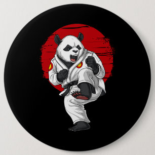 Chapa Redonda De 15 Cm Panda Bear Karate