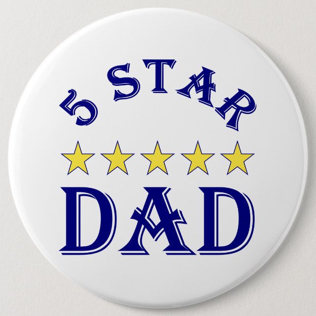 Chapa Redonda De 15 Cm Papá de 5 estrellas (Anverso)