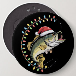 Chapa Redonda De 15 Cm Papá de Navidad Lubina Pez Divertido Pescar Pescad
