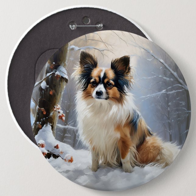 Chapa Redonda De 15 Cm Papillon Let It Snow Navidades (Anverso y reverso)