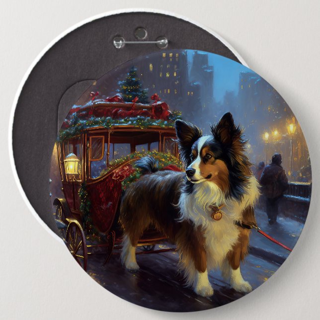 Chapa Redonda De 15 Cm Papillon Temporada Navideña (Anverso y reverso)