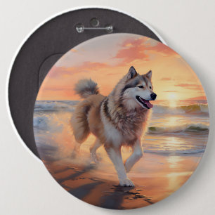 Chapa Redonda De 15 Cm Patas arenosas Perro Malamute de Alaska en puesta 