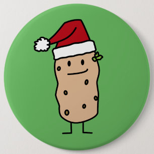 Chapa Redonda De 15 Cm Patatas de la patata que llevan el gorra de Santa
