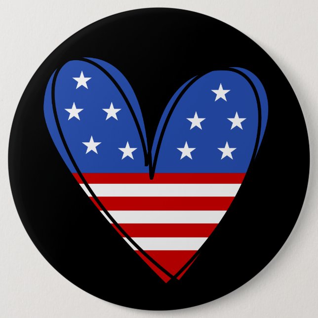 Chapa Redonda De 15 Cm Patriotic USA Love Heart (Anverso)