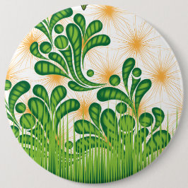 Chapa Redonda De 15 Cm Patrón artístico verde y dorado que representa un 
