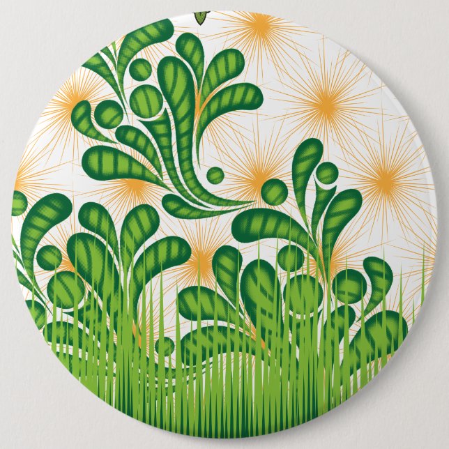 Chapa Redonda De 15 Cm Patrón artístico verde y dorado que representa un  (Anverso)