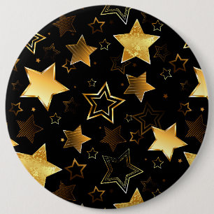 Chapa Redonda De 15 Cm Patrón continuo con estrellas doradas