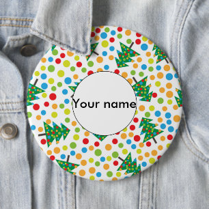 Chapa Redonda De 15 Cm patrón de árboles de Navidad
