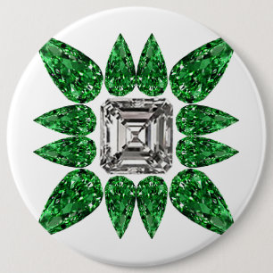 Chapa Redonda De 15 Cm Patrón de diamantes con forma de pera verde