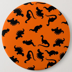 Chapa Redonda De 15 Cm Patrón de dinosaurio lindo en naranja