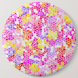 Chapa Redonda De 15 Cm Patrón de flores abstractas femeninas coloridas li