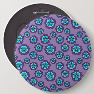 Chapa Redonda De 15 Cm Patrón de flores azules violetas