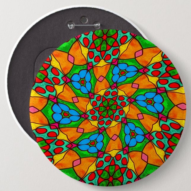 Chapa Redonda De 15 Cm Patrón de flores estéticas (Anverso y reverso)