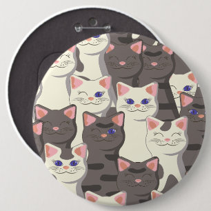 Chapa Redonda De 15 Cm Patrón de gatos blancos y grises