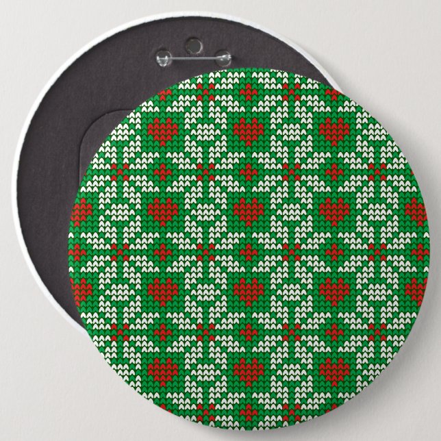 Chapa Redonda De 15 Cm Patrón de Navidad tejido (Anverso y reverso)