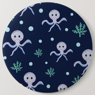 Chapa Redonda De 15 Cm Patrón de Pulpo Adorable
