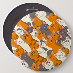 Chapa Redonda De 15 Cm Patrón diagonal del gato negro jengibre