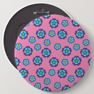 Chapa Redonda De 15 Cm Patrón floral rosa violeta azul