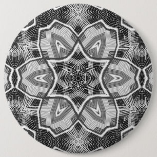 Chapa Redonda De 15 Cm Patrón geométrico de apertura en blanco y negro