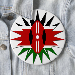 Chapa Redonda De 15 Cm Patrón Vibrante de la Bandera Keniana: Arte de 18 