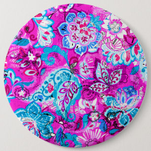 Chapa Redonda De 15 Cm Patrones de flores rosadas azules lindas