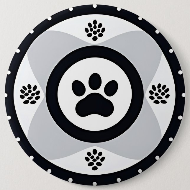 Chapa Redonda De 15 Cm Paw Print con elementos decorativos (Anverso)