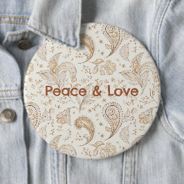 Chapa Redonda De 15 Cm Paz Amor Bohemio Hippie Sesenta Estampado de Paisl