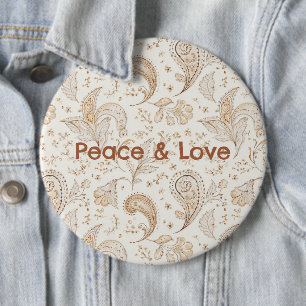 Chapa Redonda De 15 Cm Paz Amor Bohemio Hippie Sesenta Estampado de Paisl